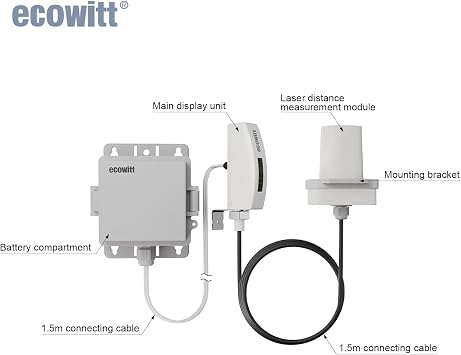 ECOWITT LDS01 Laser Distance Measuring Meter for Water Level, Snow Depth Measurement, Class 1, 915 MHz
