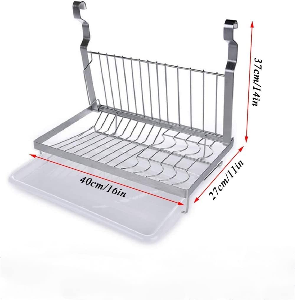 Escurreplatos de acero inoxidable, soportes para platos, ganchos colgantes en S, escurridor sobre fregadero, diseño moderno de lujo, secador de platos de cocina plateado