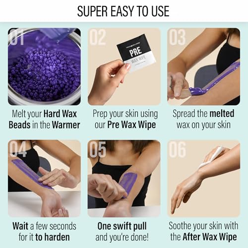 Tress Wellness Waxing Kit for Sensitive Skin – Safe for Face & Skin, Prep & Aftercare Spray, Easy to Use – At-Home Kit for Face, Bikini, Brazilian & Full Body - Digital Display, Black, No Display - Image 6