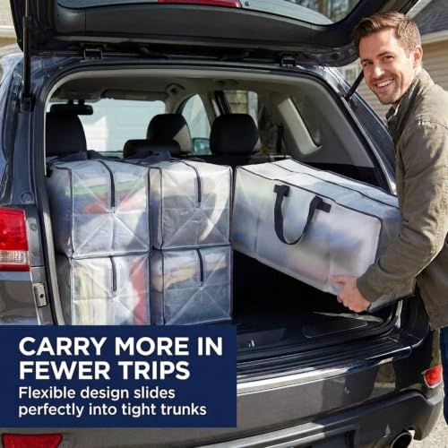 Image of BOX USA 4-Pack Moving Bags with Strong Handles & Zippers - Heavy Duty Extra Large Packing Bags for Storage, Moving Boxes, Dorm & College Supplies, Clear