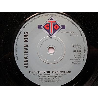King, Jonathan One For You One For Me 7" GTO GT237 EX 1978