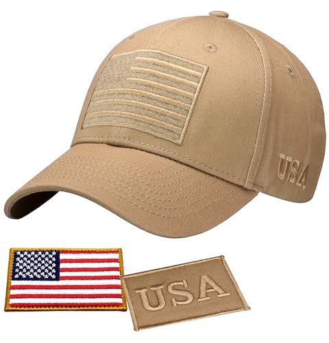 Image of Antourage American Flag Unisex Baseball Hat for Men and Women | USA Flag Mesh Snapback Flat Visor Cap + 2 Patriotic Patches