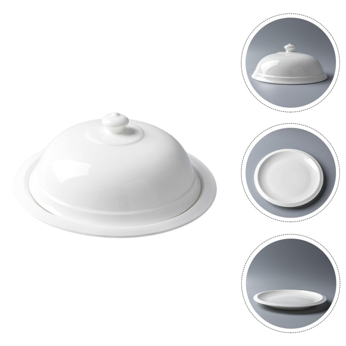 Sosoport Plato de Cerámica Blanco Estilo Francés para Servir Comida con Tapa, Fácil de Limpiar Adecuado para Restaurante y Hogar