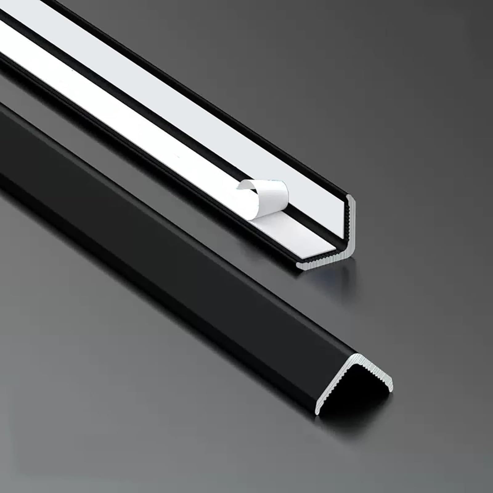 Raouoae Aluminium Angle Trim & Skirting Board Protector Angle Strip Length: 2pcs 80cm/100cm/150cm Corner Protectors For Tiles, Worktop Edging Strip For Smooth Finish(Black,80cm/31.5in)