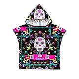 - Microfibra 100% premium Toalla con Capucha de Playa para Niños, Fansu Toalla de Baño Poncho Microfibra Albornoz Suave Manta de Natación Toalla Deportiva (60 * 60cm,Calavera)