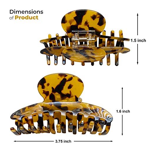 Adexon Claw Clips For Thick Hair,Thin,Straight Or Curly Hair 2 Pcs Claw Clips For Women And Girls-Non-Slip Hair Claw Clip-Large,Stronghold,Big Hair Clip,Brown And Light Khaki Leopard Print #TOP1