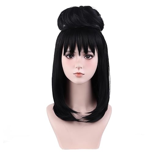 Miniatura 2 de MAGQOO Peluca rosa intenso y gafas de sol para fiesta, pelucas de color rosa intenso para mujer, peluca corta y recta rosa intenso con flequillo,