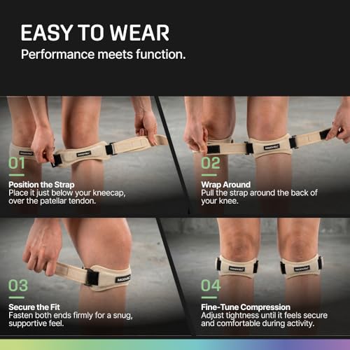 Image of Modvel Knee Strap Patella Tendon Support Brace Band, One Size, 2-Pack | Adjustable patellar tendon support strap reduces pressure on the patella; works as a knee strap, patella band and brace