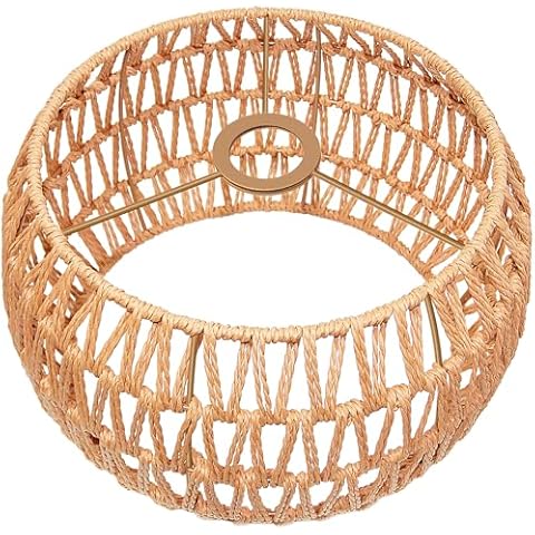 Eqquorva Hanging Pendant Lamp Shade(12.6"×6.7"),Boho Rattan Lampshade,Hand-woven Wicker Light Shade for Floor Lamps,Table Lamps,Wall Sconces Cover