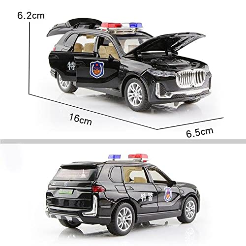 Image of DEUSON ECOM 1:32 Police Toy Car for Kids Diecast Metal Model Cars for Boy Police Car Light Sound Pull Back Openable Door