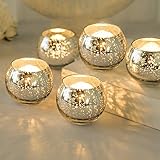 Ainfame 24pcs Silver Votive Candle Holders for Tealight, Mercury Glass Votives Set for Wedding Party Centerpiece Table Decorations