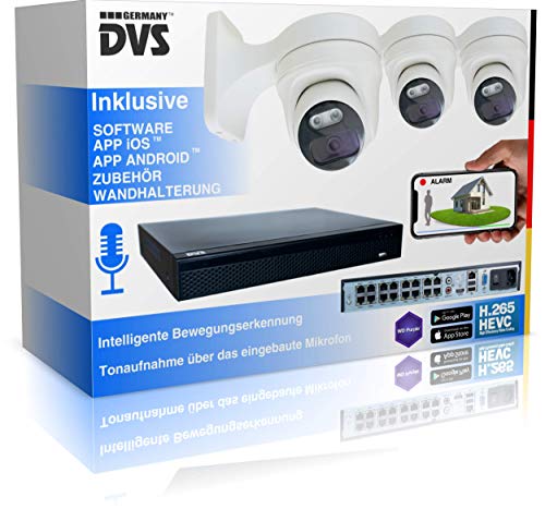 Smart Home - Intelligente 4K Videoüberwachung 3 Dome Kameras mit Mikrofon - 1000GB Festplatte