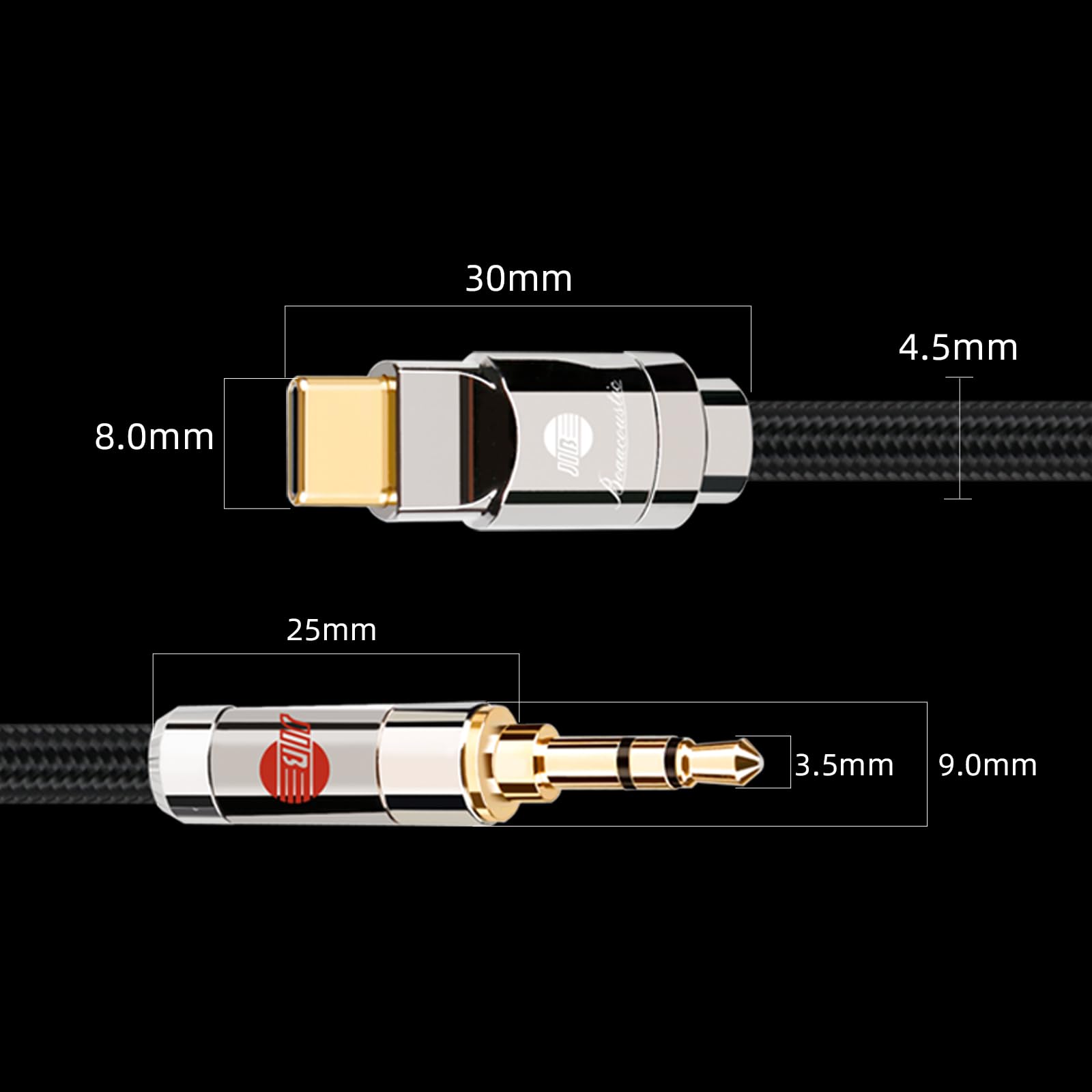 BOAACOUSTIC JIB Cavo USB C a 3.5mm jack Cable Adattatore Aux USB C to 3.5mm Audio Cavo Cuffia Stereo Auto Compatibile con iPhone 16 Pro Max/15 Pro Max Plus, Huawei P40/P30, Pixel 2M