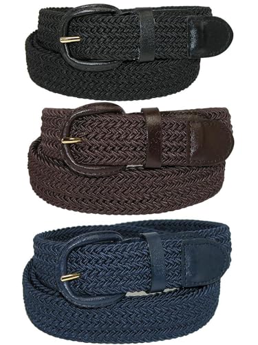 CTM Men's Elastic Braided Stretch Belt (Pack of 3 Colors)4