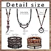 Kakonia 11Pcs Men's Jewelry Set - Adjustable Leather Bracelets & Necklaces for Men - Black & Brown Tribal Double Circle Pendant & Handmade Braided Bracelets #5