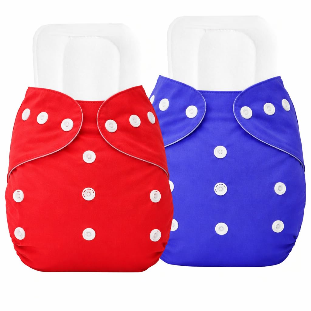Reusable Cloth Diaper for Babies with Soft Insert Pad, Adjustable Snap Buttons, Waterproof & Washable Nappy for Newborn, Infant & Toddler (Multicolor) (2)-image-36