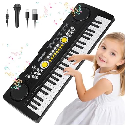 Piano Teclado Infantil Juguetes para Edades 3-5 49 Teclas Teclados Electrónicos con Micrófono Juguete Musical Regalos para Niños y Niñas de 3 4 5 6 7 Años