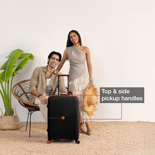 Image of Nasher Miles Bali Hard-Sided Polypropylene Check-in Luggage 28 inch | 75cm | 8 Wheels Large Trolley Bag for Travel | Suitcase (Black)