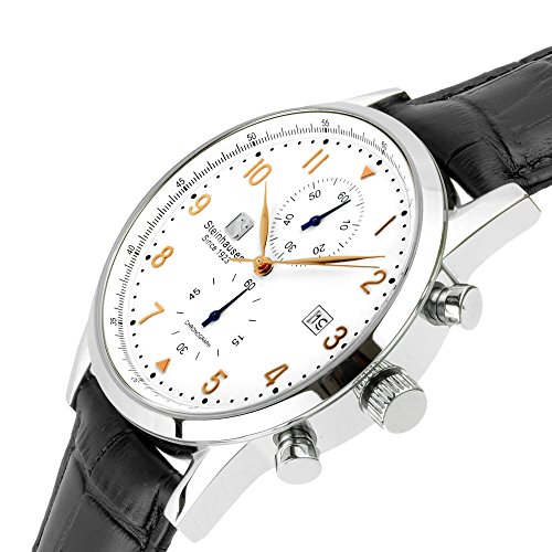 Men's S0918 Lugano Chronograph Stainless Steel and Black Leather Dress Watch4