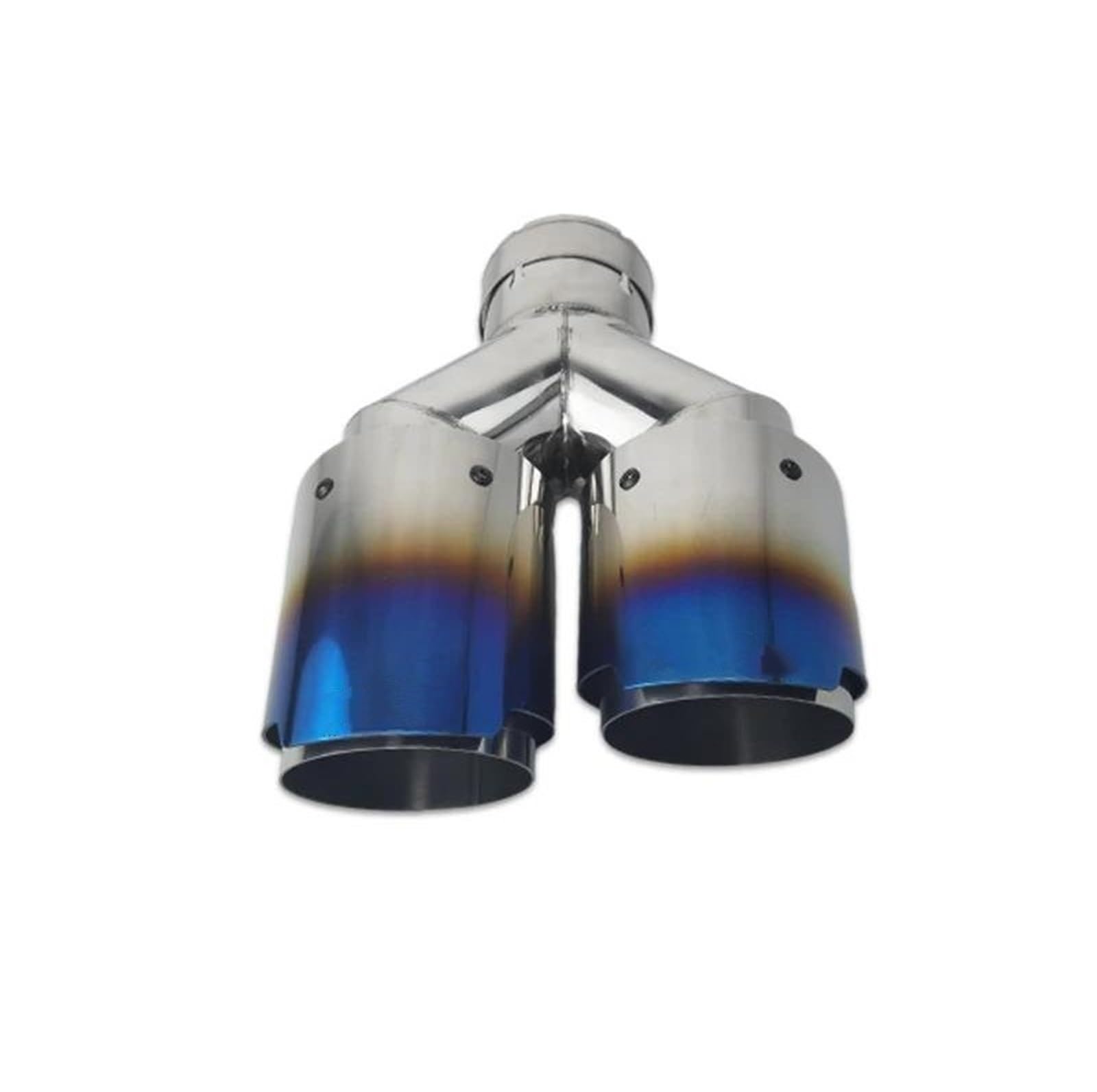 Coda Gola 1pezzo. Terminale Di Scarico Doppio In Acciaio Inossidabile Blu Bruciato, Strato, Per Auto, Modifica Marmitta Silenziatore(Equal in63 out89)