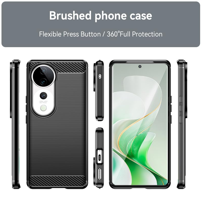 Image of Hybrid Carbon Fiber Back Case for Vivo V40, V40 Pro, T3 Ultra 5G (Black)