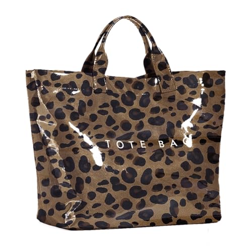 KAMEILONG Women's Large PVC Tote Bag Letters Print Handbags Paper Shoulder Bag Clear Shopping Hobo...