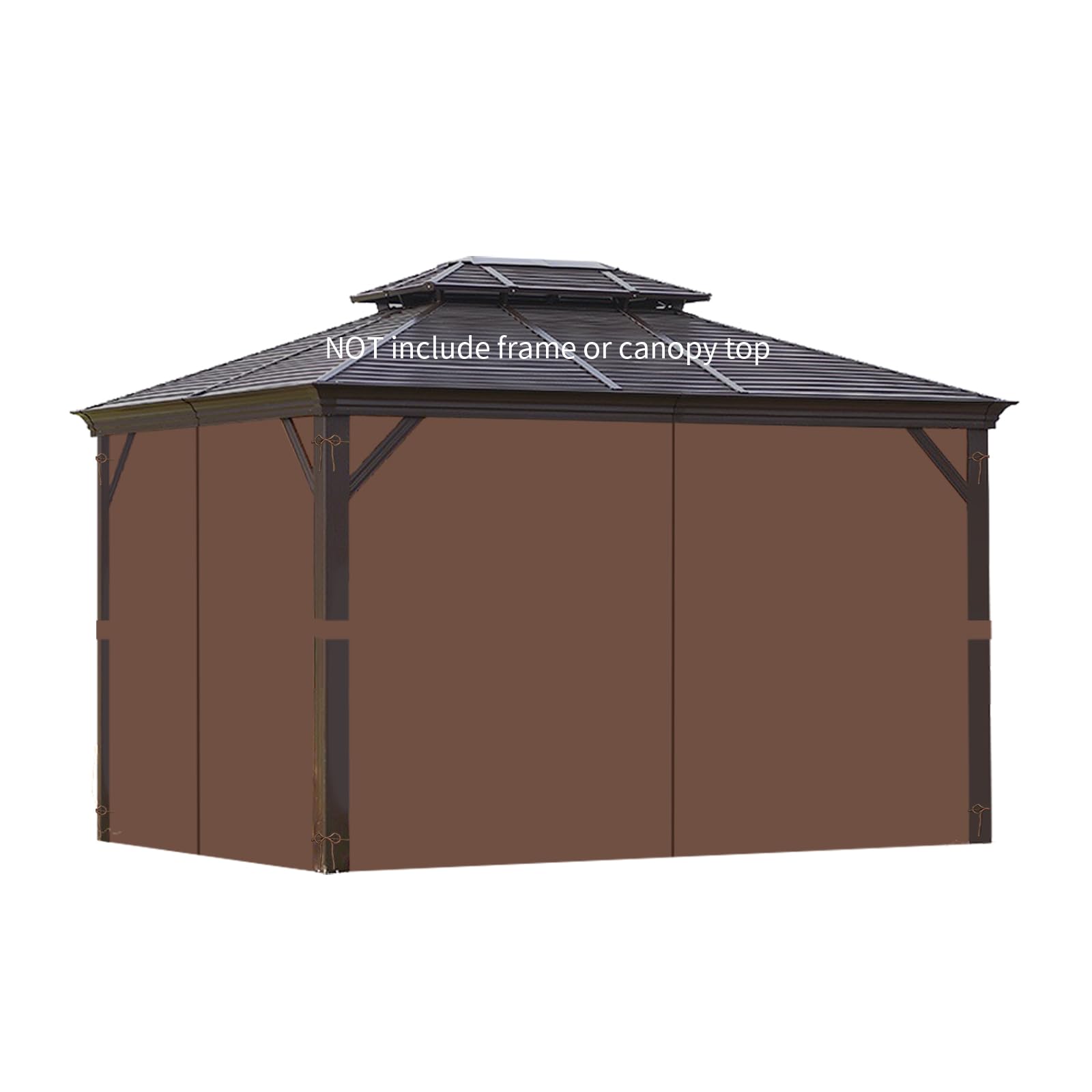 Gazebo Curtains Outdoor Waterproof 10 * 12ft, Privacy Curtains 4-Panels, Gazebo Replacement Curtain with Zipper for Garden, Patio, Yard (Only Curtains) Brown