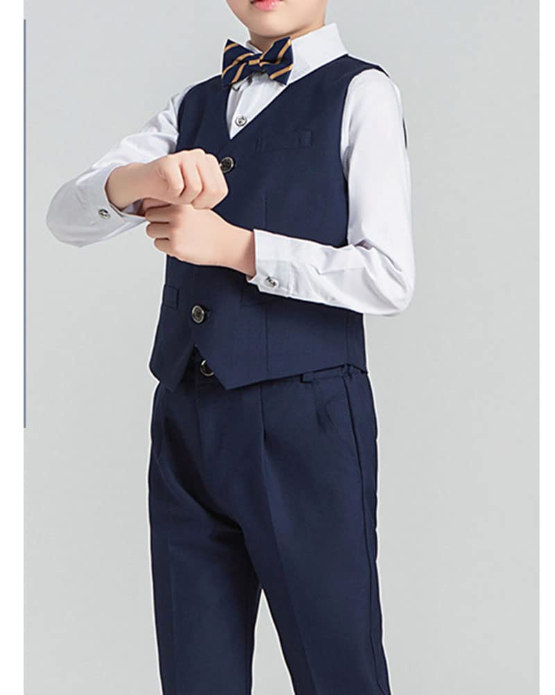 DAIHAN Jungen-Gentleman-Anzug Frühling Herbst Einfarbig Abendanzug Performance-Kleidung für Hochzeitsfeiern-Abschlussball Smoking-Formelle Kleidung Jacken Blazer & Hosen-Outfit