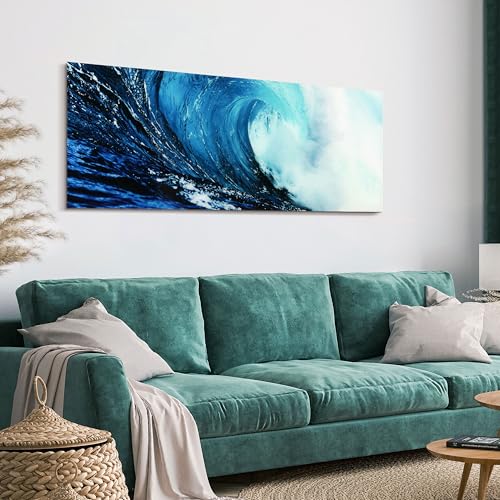 Empire Art Direct Blue Wave 2 Frameless Free Floating Tempered Glass Panel Graphic Wall Art, 24" x 63" x 0.2", Ready to Hang - Image 4
