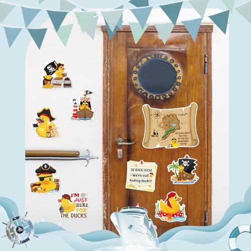 Image of Dazoratix Duck Cruise Door Magnets - 8 Pcs Pirate Rubber Ducks Large Ship Cabin Decorations Magnetic Funny Stickers Stateroom Accessories for Carnival Party Summer Decor Refrigerator Car Locker Decals