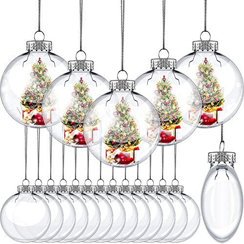 Sumind Clear Christmas Fillable Ornament Balls 3.15 inch Plastic Transparent Fillable Balls DIY Hanging Ornaments for Christmas Tree Decoration Crafting