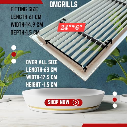 Image of Premium Aluminium Powder Coated Grill, Grill for ac, hvac, ventilation grill, home grill, ac grill,Return Air Grill, Door grill, Wall grill, Sidewall and Ceiling grill(WHITE, 24 inch * 6 inch)