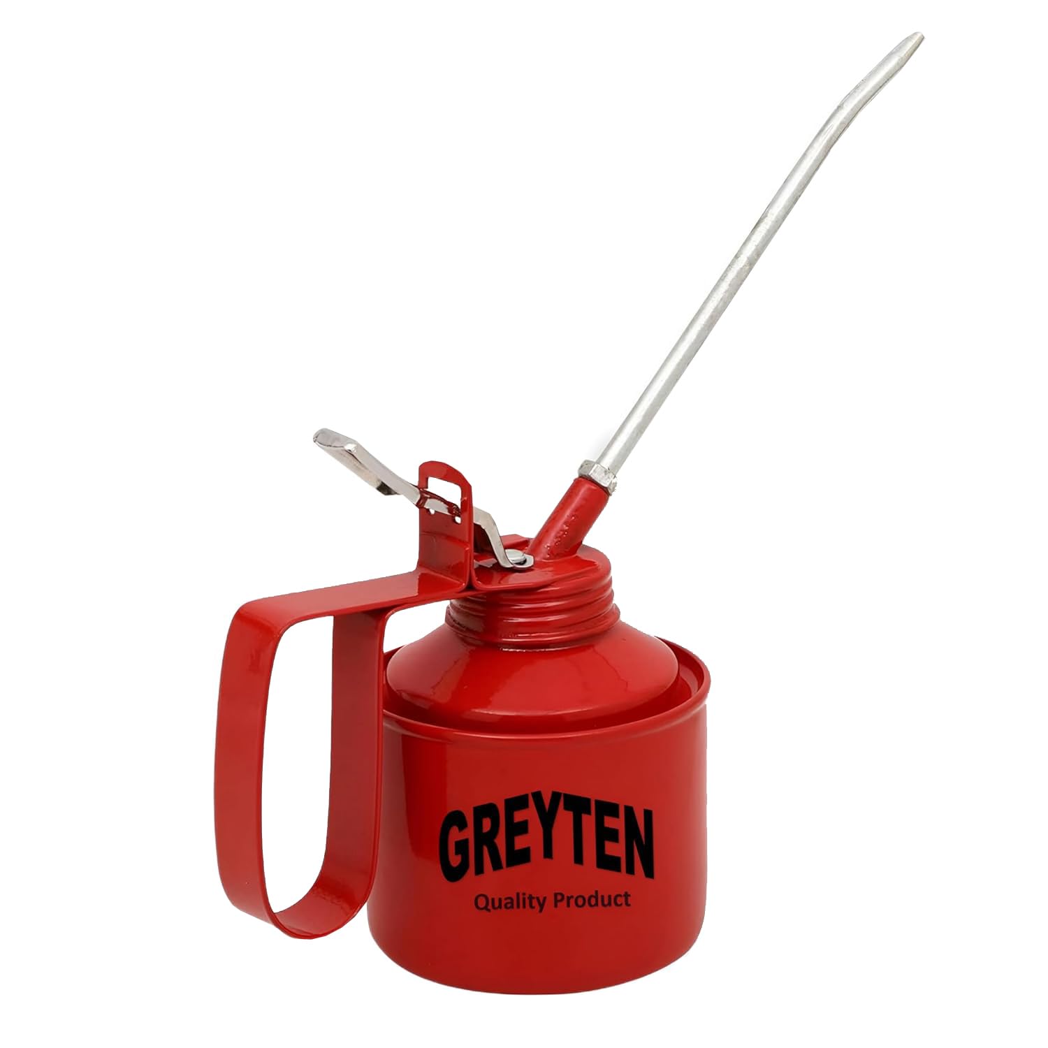 Oil Can, 1/2 Pint (275ml) Capacity Manual Pump Oil Can, Steel Pistol Type Oiler Can with Straight Spouts, Hand Pump Oil Injector for Car Bike Machine-image-6