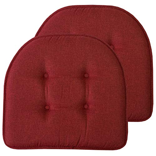 Sweet-Home-Collection-Chair-Cushion-Memory-Foam-Pads-Tufted-Slip-Non-Skid-Rubber-Back-U-Shaped-17-x-16-Seat-Cover-2-Count-Pack-of-1-Wine-Burgundy