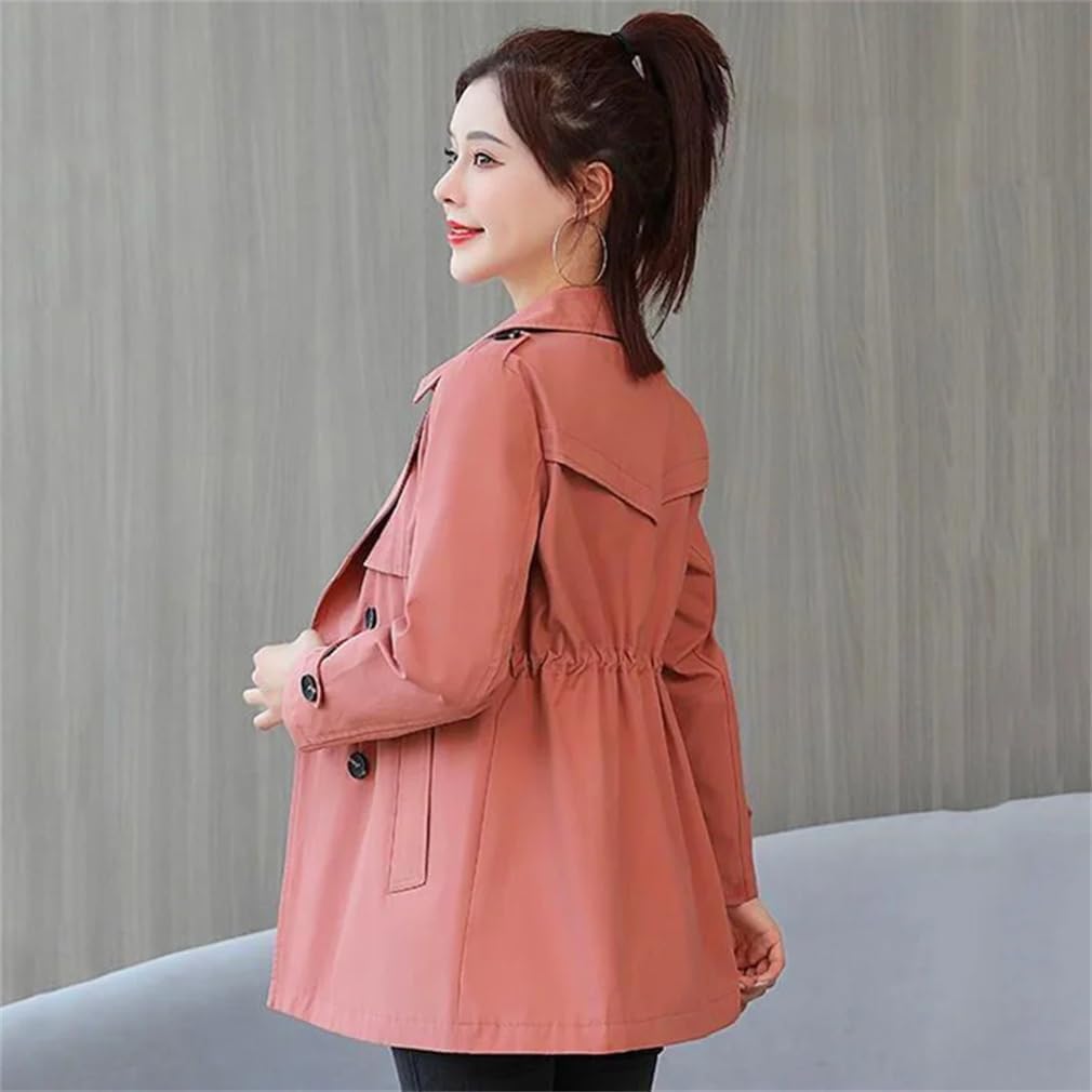 keusyoi Spring Short Coat Windbreaker Women's Trench Coat Short Jacket Ladies Solid Coat Women Double Bbreasted Outwear
