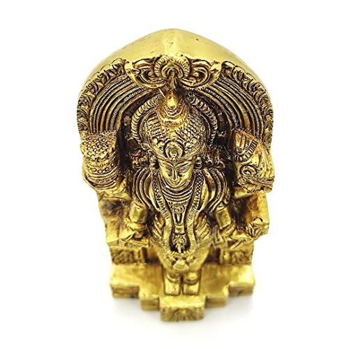 Image of Plus Value Brass Lord Dhanvantari Idol Statue Vastu Products Remedies for Home Decor (Size 5.5-inches)
