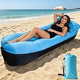 KUWUNG Aufblasbares Sofa 230×70cm, Luftsack mit Portable Paket, Tragbares Aufblasbare Liege, Air Lounger, Strandliege Aufblasbar für Camping Reisen Urlaub Schwimmbad Strandparties Hinterhof (Blau)