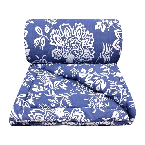 Image of MORADO Glace Cotton AC Comforter /Blanket /Quilt for Double Bed | Ultra Soft & Lightweight | All Season Reversible Comforter | Cozy Bedding for Home & Hotel | Size 90x100 Inches,Blue & Bale,Double