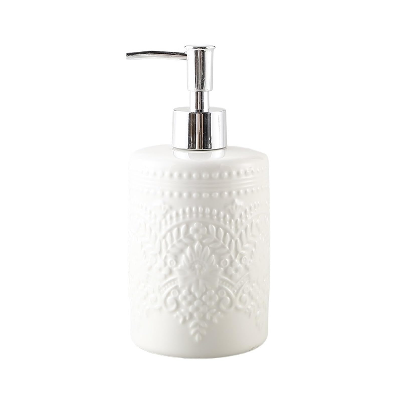 Łazienka Kuchnia Biały Relief Kwiatowy Winorośl Ceramiczny Dozownik Mydła Na Blat Płynu Butelka z Pompką Łazienkowego Płyn Do Naczyń 550 ml