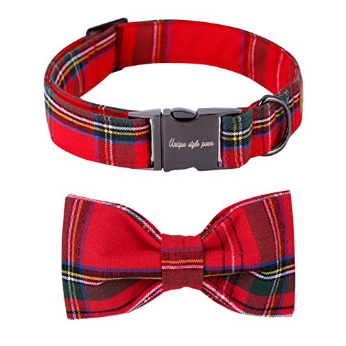 The Tartan Dog Collar 6 Unique style paws Christmas Dog and Cat Collar with Bow ...