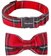 Unique style paws Dog Collar with Bow Tie & Flower Tie Girls Boys Summer Dog Collar for Small Med...