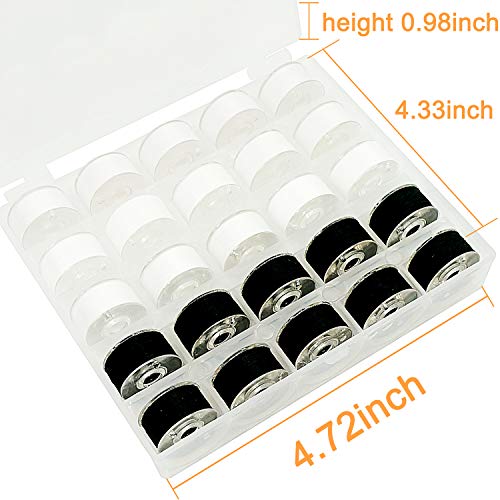 Image of New brothread 25pcs Size A SA156 Prewound Bobbin Thread -15White+10Black