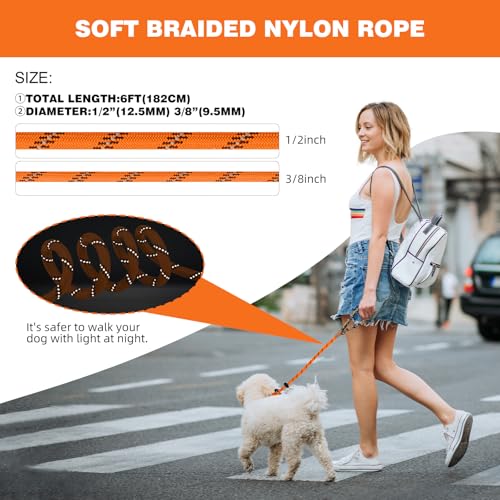 lynxking Slip Lead Dog Leash Reflective, Heavy Duty Comfortable Strong Rope for Large Medium Small Dogs No Pull Pet Training (Orange, Large 1/2in x 6ft-Slip Lead) - Image 3