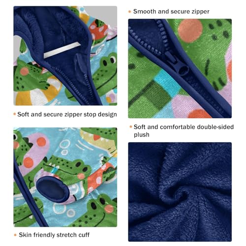 Crocodile Pool Party Fun Print Toddler Fleece Jacket Girl Boys Hooded Fleece Jacket Coat Warm Outwear Zip-up 3-10T3