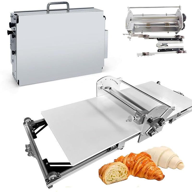 Sfogliatrice Elettrico Professionale, Macchina per Pasta Sfoglia, con Spessori Regolabili, per Croissant, Pizza e Pasta, Superficie Antiaderente in PP
