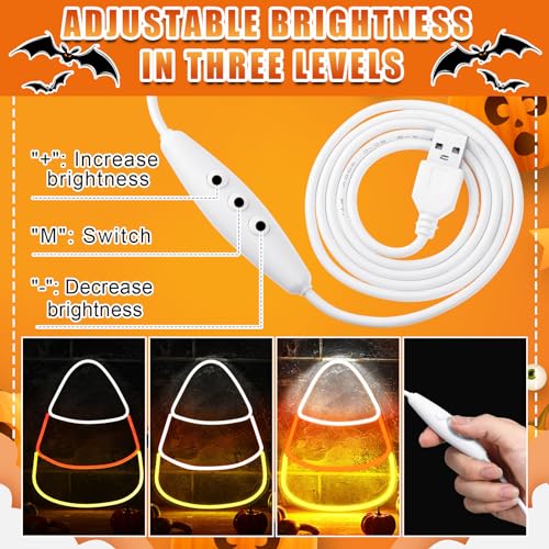 Image of Rossesay Thanksgiving Candy Corn Neon Sign for Wall Neon Light up Sign for Thanksgiving Day Dimmable LED Neon Lights Hanging Neon Sign for Home Bar Stores Window Porch Front Door Thanksgiving Decor
