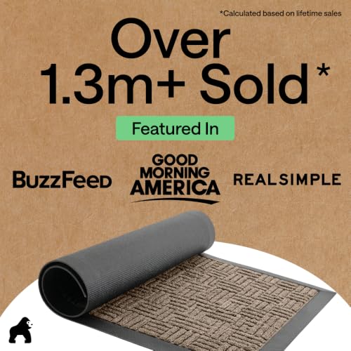 Image of GORILLA GRIP WeatherMAX Door Mat, Indoor Outdoor Use, 47x35, Beige Maze