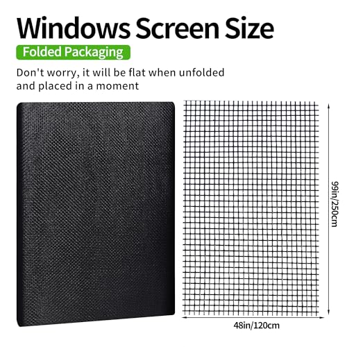HCSSZ Fliegennetz Meterware 120 x 250 cm,Fiberglas-Fliegengitter Fenster Gewebe Schneidbar Ersatznetz,Insektenschutz Gaze Fenster, für Fenster, Dachfenster, Balkontür (Schwarz)
