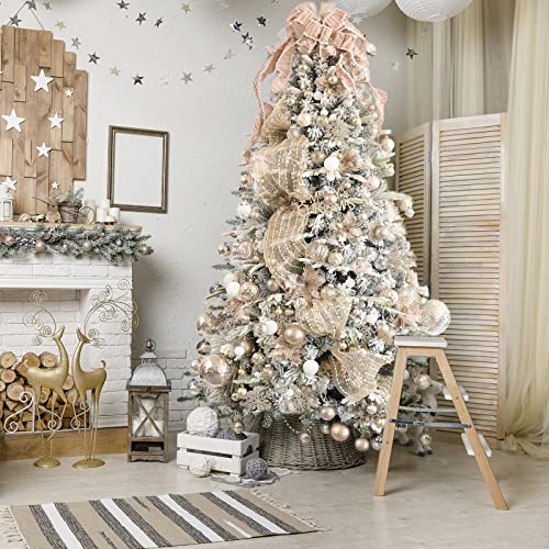 Clear Christmas Ball Ornaments,24ct Shatterproof Plastic Decorative Christmas Ornaments Hanging Xmas Tree Baubles Set with Stuffed Delicate Glittering Decorations for Holiday Party Decor (Champagne) - image 5