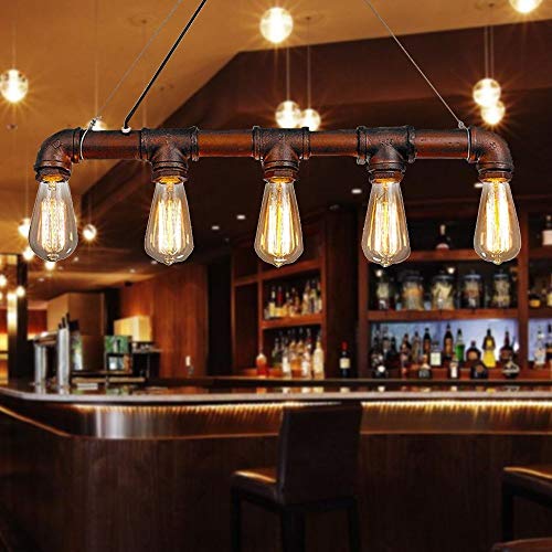 Plafonnier industriel steampunk en métal bronze 5 lumières pour salon